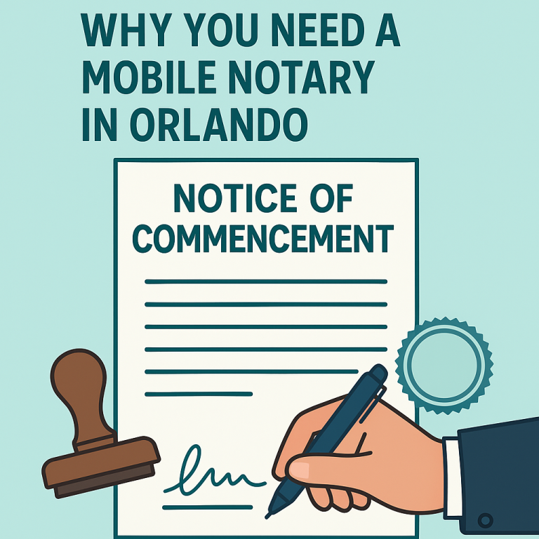 Why You Need a Mobile Notary in Orlando Florida | Quick Notice of Commencement